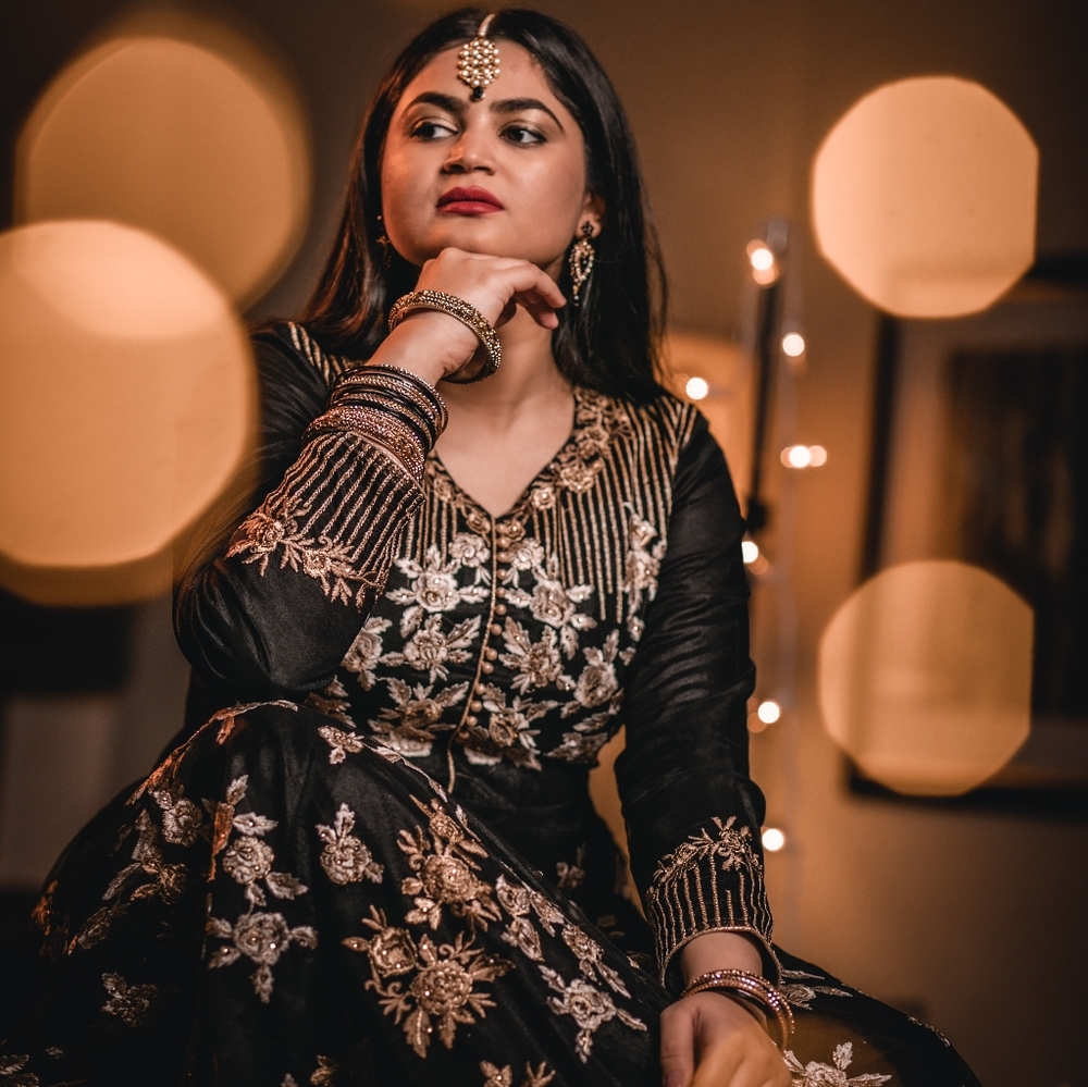 Indian Black/Gold Anarkali Suit (No Bottom)